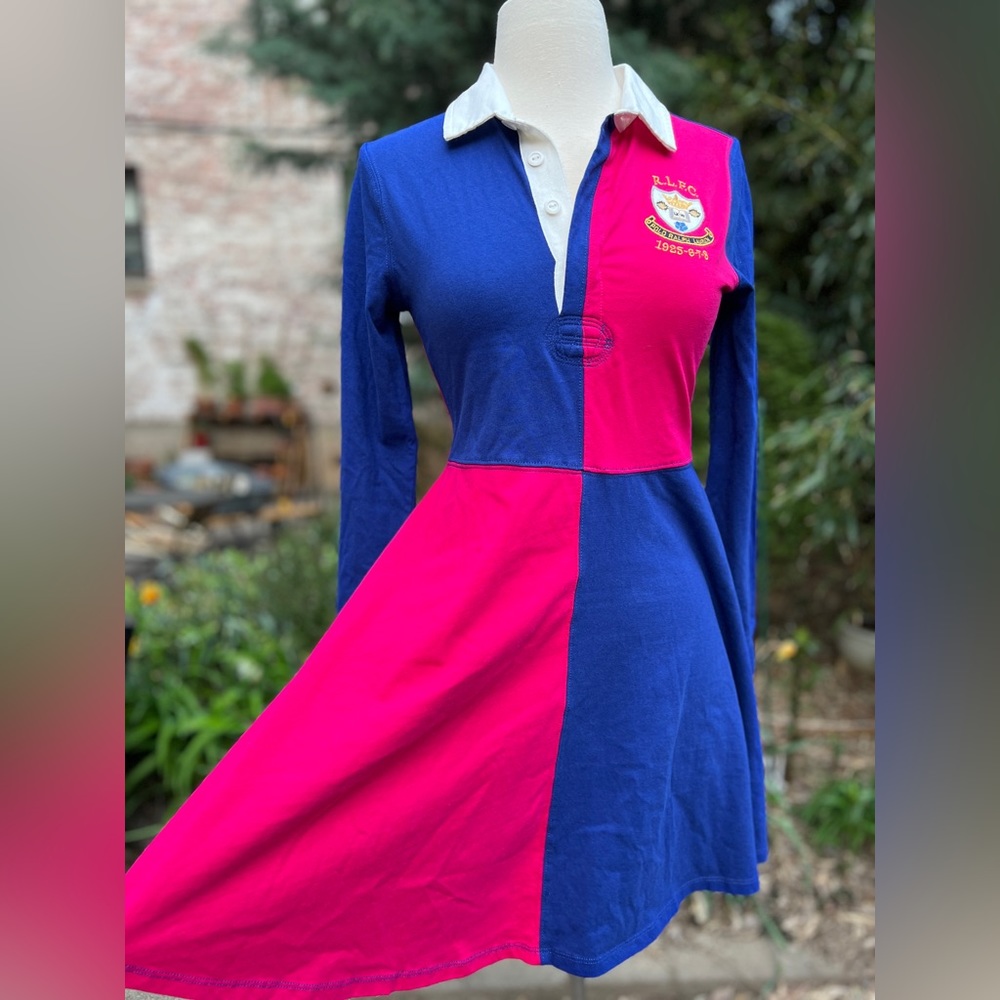 Polo Ralph Lauren long sleeve color block mini dress, Deadstock womans Xs-sm